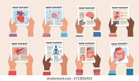 Coleção de cartazes de informação sobre órgãos do corpo humano