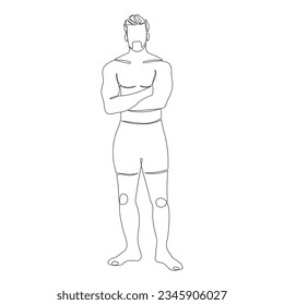 fondo del contorno del cuerpo humano. Ilustración del contorno vectorial del cuerpo masculino. boceto de cuerpo humano dibujado a mano. Cuerpo humano masculino. los hombres hacen sketch de arte. boceto masculino.