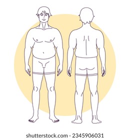 fondo del contorno del cuerpo humano. Ilustración del contorno vectorial del cuerpo masculino. boceto de cuerpo humano dibujado a mano. Cuerpo humano masculino. los hombres hacen sketch de arte. boceto masculino.