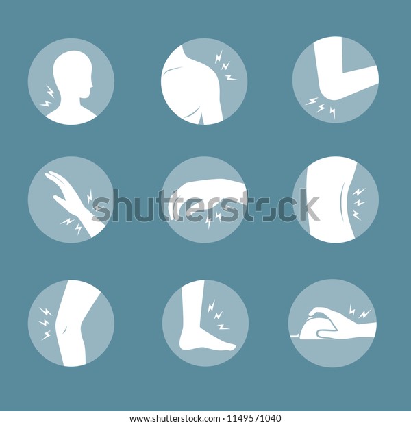 human body pain flat\
design icon set