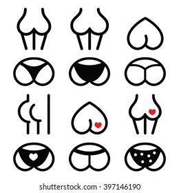 
Human body part - bum, buttocks icons set 