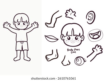 Human body part outline for coloring
