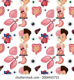 Human body parts anatomy seamless background illustration