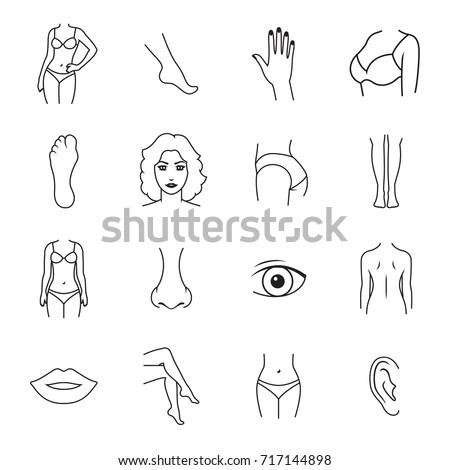 Human body parts icons. Outline icons on a white background