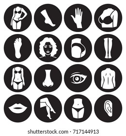 Human Body Parts Icons. White On A Black Background