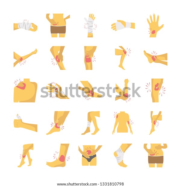 Human Body Parts Injury Flat Icons Stock Vector (Royalty Free ...