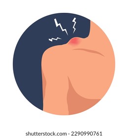 Human body physical shoulder area injury flat round icon vector illustration