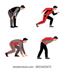 Human Body Posture Figure in Leaning Position Vector Illustration