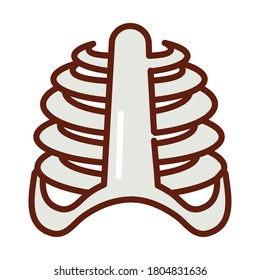 human body rib cage bones anatomy organ health line and fill icon vector illustration