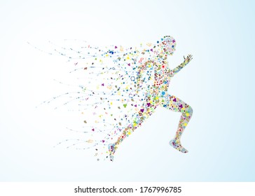 Human Body Running At The Speed Of Scientific Illustrations, Vector Human DNA