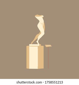Human body sculpture cartoon vector illustration. Museum installation. Cultural classical masterpiece. Historical piece flat color object. Art gallery exhibit isolated on brown background