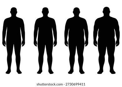 Silueta masculina de comparación de forma de cuerpo humano