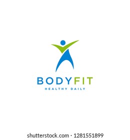 Human body shape, swoosh style logo template