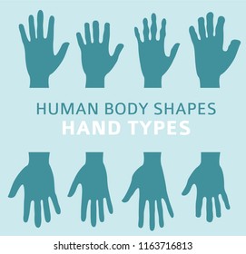 Human body shapes. Hand types icon set. Vector illustration