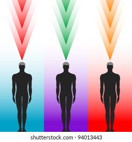 human body silhouette with arrows