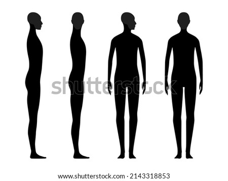 Human body silhouette of a gender neutral person with a highlighted skull and chin area