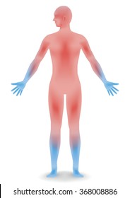 human body silhouette and sensitivity to cold, vector illustration