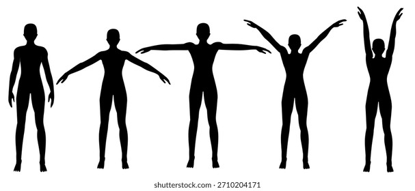 Silueta del cuerpo humano fijada en múltiples posturas del brazo