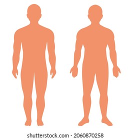 Human body silhouette, standing man vector illustration isolated on white background