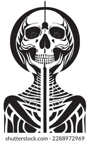 the human body with skull vector design