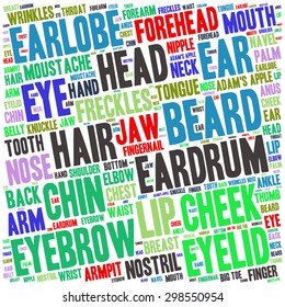 The human body tag word cloud background.