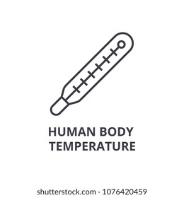 human body temperature thin line icon, sign, symbol, illustation, linear concept, vector 