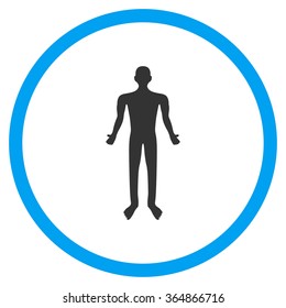 Human Body vector icon. Style is bicolor flat circled symbol, blue and gray colors, rounded angles, white background.