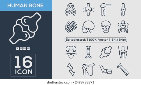 Human Bone  icon collection Vector illustrator