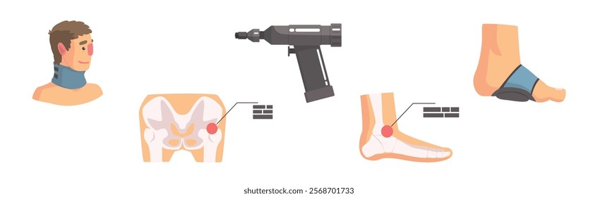 Human Bone and Joint Fracture and Rehabilitation Object Vector Set