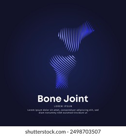 Human Bone Joint medical structure. simple line art Bone Vector logotype illustration on dark background. knee, leg bones logo vector template suitable for organization, company, or community. EPS 10