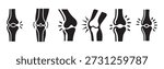 Human bone joint pain icon. Leg bone symbol. Medical health vector collection. Illustration. EPS 10