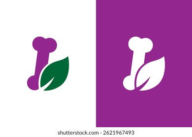 Human bone and leaf logo combination. Organic internal organ logotype design template.