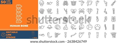 Human Bone Line Editable Icons set. Vector illustration in modern thin line style of human bone icons: joint, orthopedic, skeleton, etc