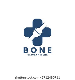 Human bone with medical logo design vector template. Healthy bones logo design vector