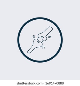 Icono de la línea de dolor óseo humano. signo de estilo lineal para concepto móvil y diseño web. Icono de vector de contorno de bigote. Símbolo de reumatismo, ilustración del logo. Gráficos vectoriales