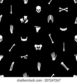 human bones black seamless pattern eps10
