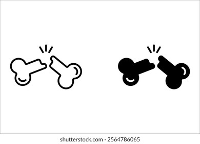 Human Bones icon set. Broken bone, Outline icons vector and black on white background