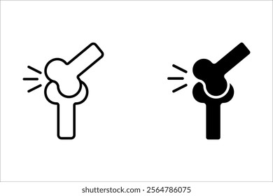 Human Bones icon set. Broken bone, Outline icons vector and black on white background