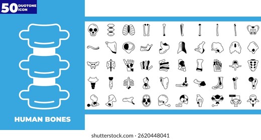 Human Bones outline icon set