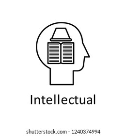 Human, book, hat in mind icon. Element of human mind with name icon. Thin line icon for website design and development, app development. Premium icon