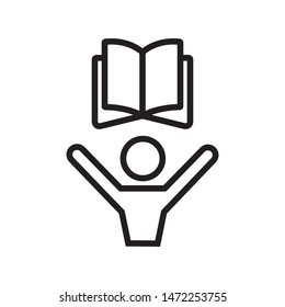 human and book - minimal line web icon. simple vector illustration. concept for infographic, website or app.