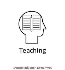 Human, book, pen in mind icon. Element of human mind with name icon. Thin line icon for website design and development, app development. Premium icon