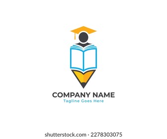 Símbolo de símbolo de concepto de logotipo de lectura de libros humanos Diseño de elementos. Graduación, Educación, Libro Electrónico, Cursos, Tienda de Libros y Logotipo de la Academia. Plantilla de ilustración de vector