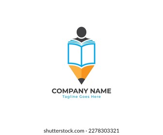 Human Book Reading Logo Concept symbol icon sign Element Design. Education, Graduation, E-book, Courses, Book Store and Academy Logotype. Vector illustration template