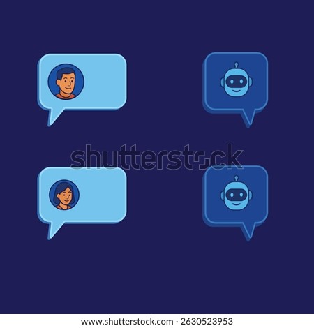 Human and Bot Chat Interface Design Vector Illustration