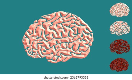 human brain 3d vector, high quality vector