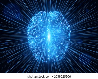 Human brain. Abstract technology background. Vector illustration
