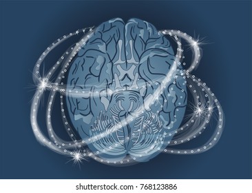 human brain activity. abstract brain with white light