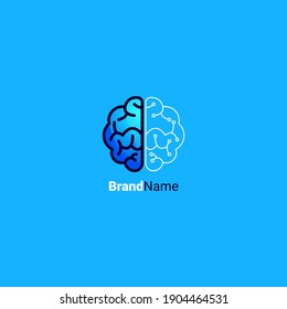 Human Brain AI Artificial Intelligence Logo or Icon Vector