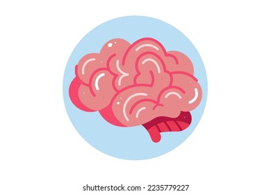Human brain. Anatomy. Organ symbol icon. Organs symbol, Cartoon, Flat, Vector illustration.